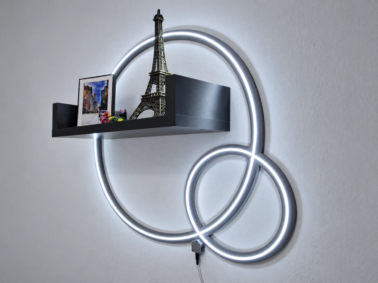 Vista de perfil de los aros decorativos LED
