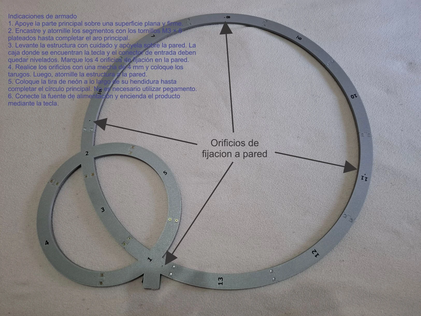 Guía de armado y puntos de fijación de los aros