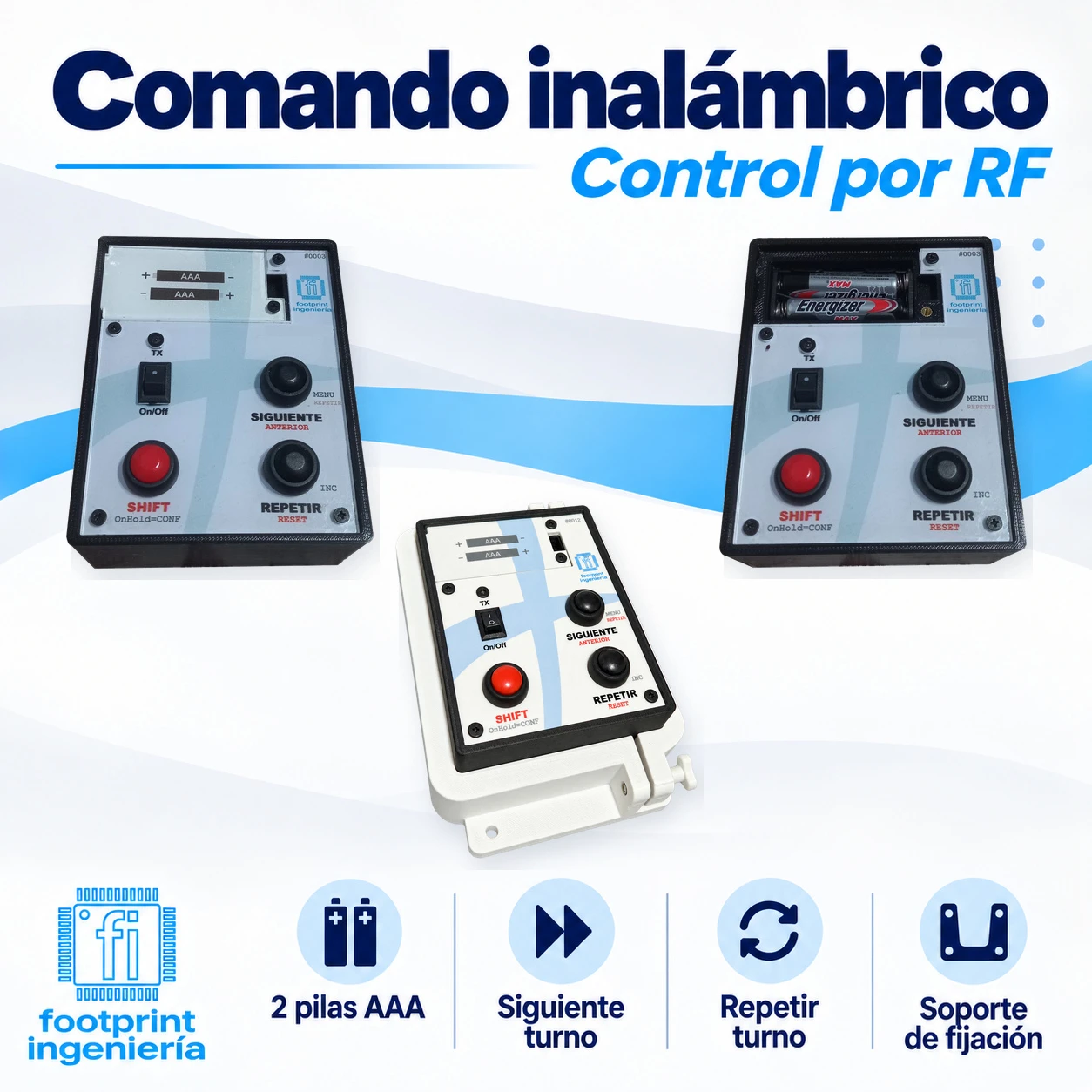 Comando inalámbrico RF del turnero